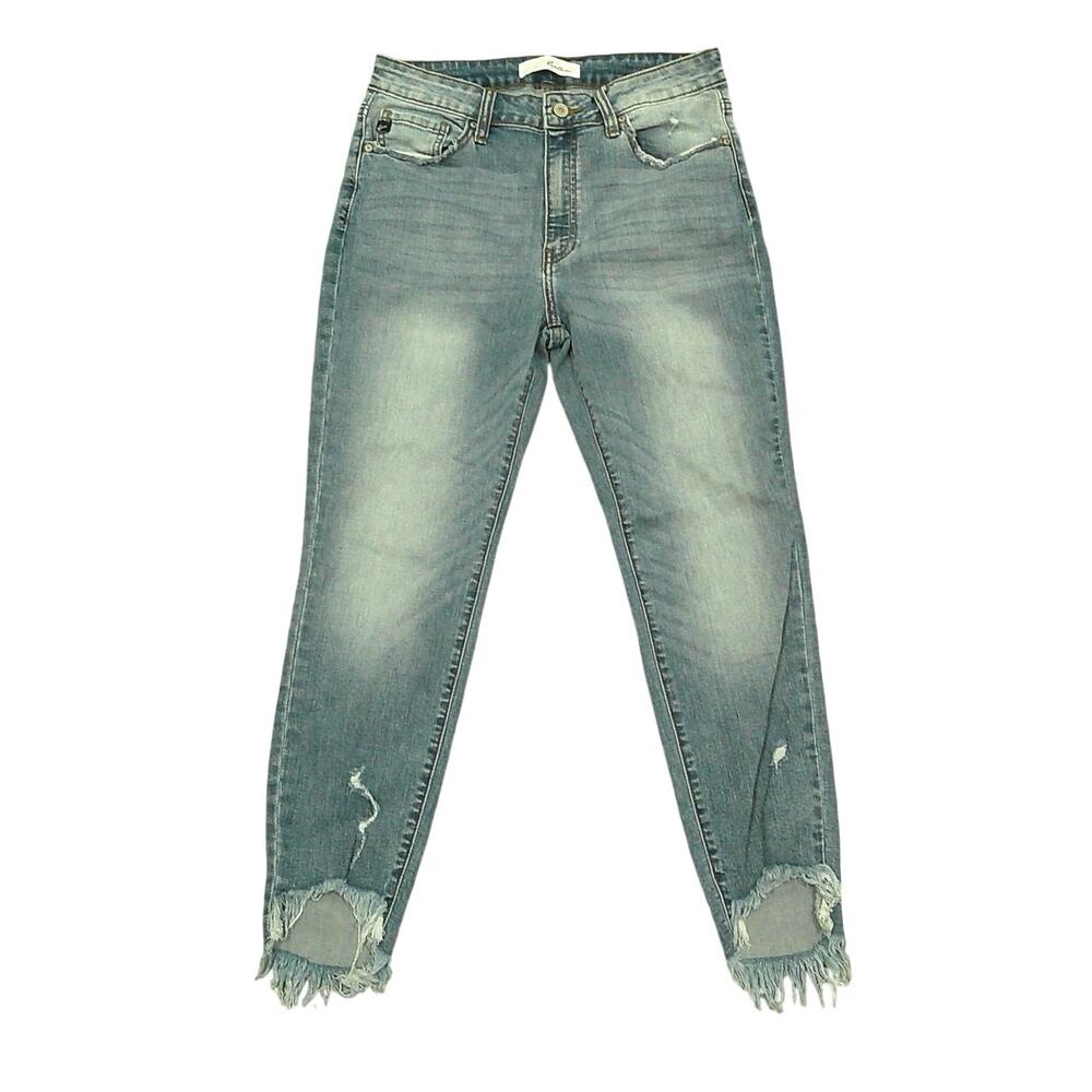Kancan Mid Rise Ankle Skinny Jeans Raw Hem Size 9/28